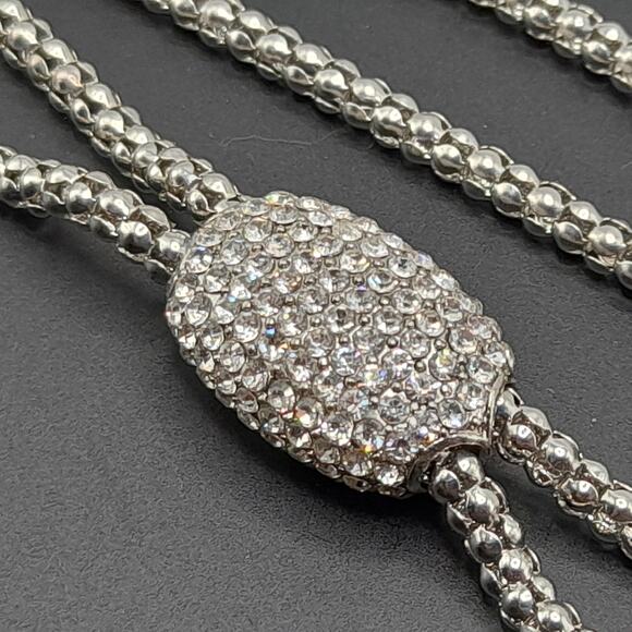 Chico's Rhinestone Lariat Necklace, Clear Pave Rhinestones, 36" - Picture 5 of 10